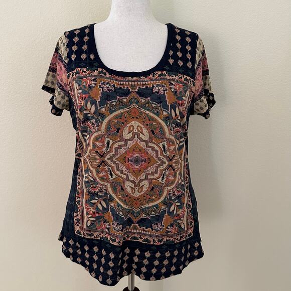 Lucky Brand Women's Navy Multicolor Top - Size 1X - NWOT - Picture 8 of 8